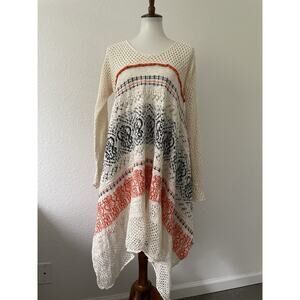 Anthropologie Sleeping on Snow Dress Crochet Asymmetric Print Knit